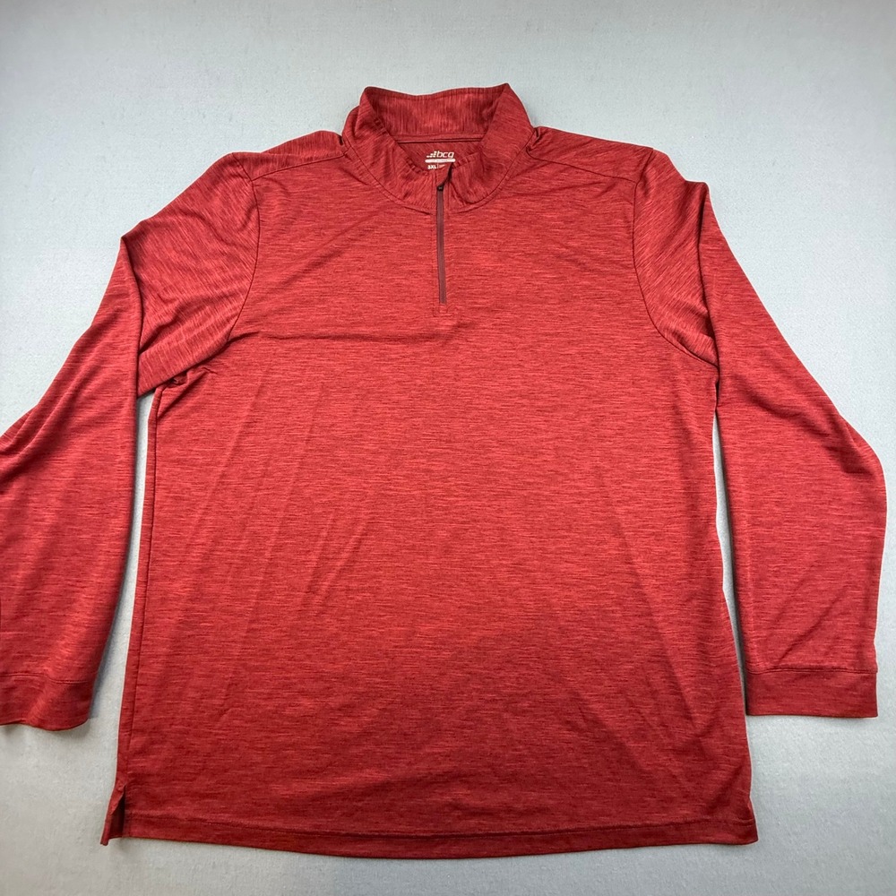 BCG Pullover Mens 3XL Red Heathered Tru-Wick Quarter‎ Zip Long Sleeve Shirt